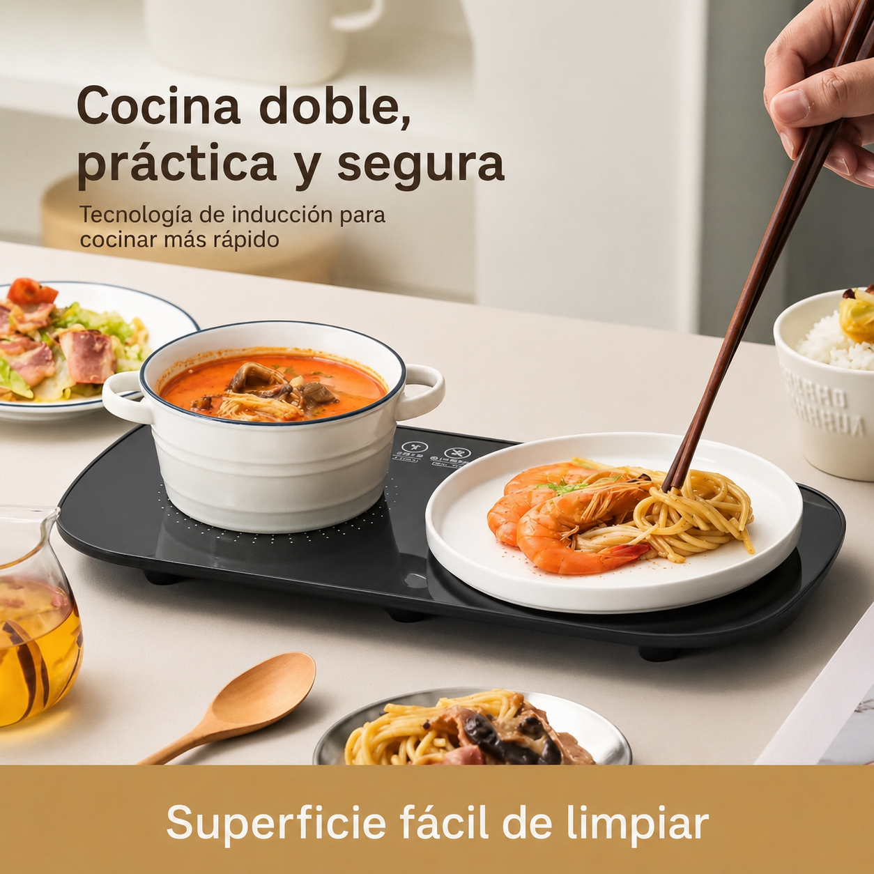 Estufa Digital de Inducción Doble Portátil